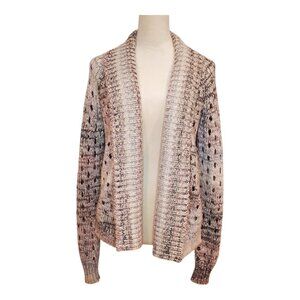 AMERICAN EAGLE Cardigan Sweater Open Weave, Open Front Metallic Purple Gray